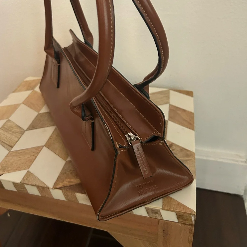 Vintage Tommy Hilfiger Brown Leather Shoulder Bag - Picture 7 of 8